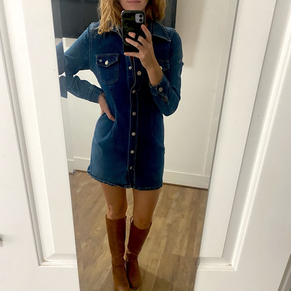 Denim button up dress